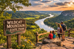 Wildcat Mountain State Park overlook of the Kickapoo River Valley in Wisconsin